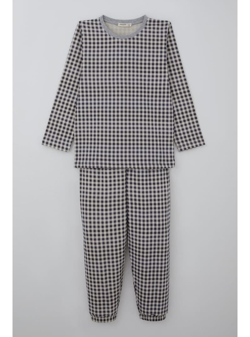 Breeze Erkek Çocuk Pijama Takımı Ekose Desenli 4-8 Yaş Karışık Renk