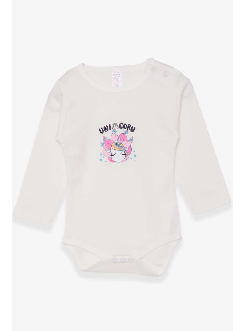 Breeze Kız Bebek Unicorn Baskılı Çıtçıtlı Body Ekru