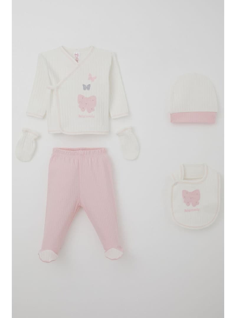 Breeze Kız Bebek 5li Hastane Çıkışı Seti Nakışlı
