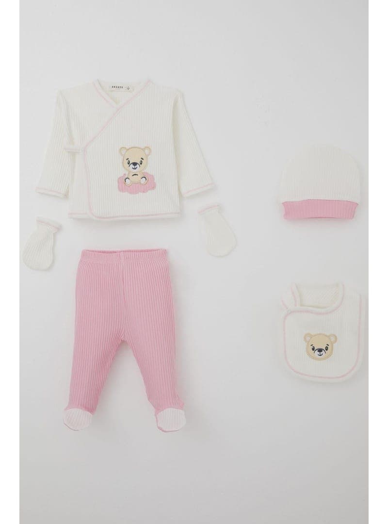 Breeze Kız Bebek 5 Li Ayıcık Nakışlı Hastane Çıkışı Ekru