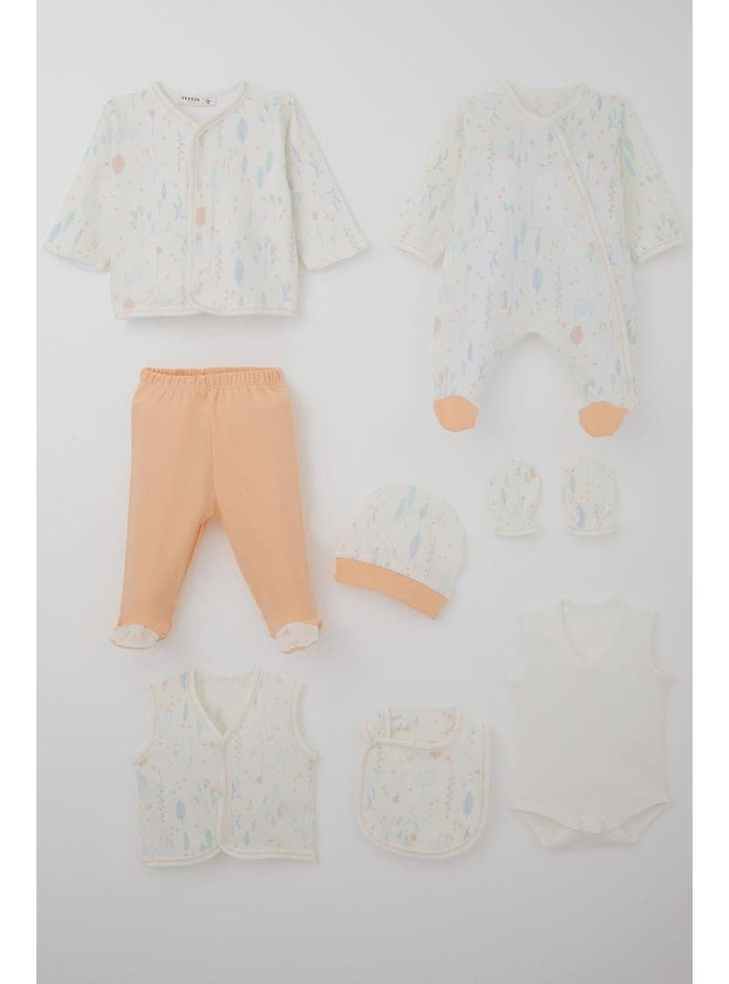 Breeze Kız Bebek 8li Bahar Temalı Hastane Çıkışı Seti Ekru