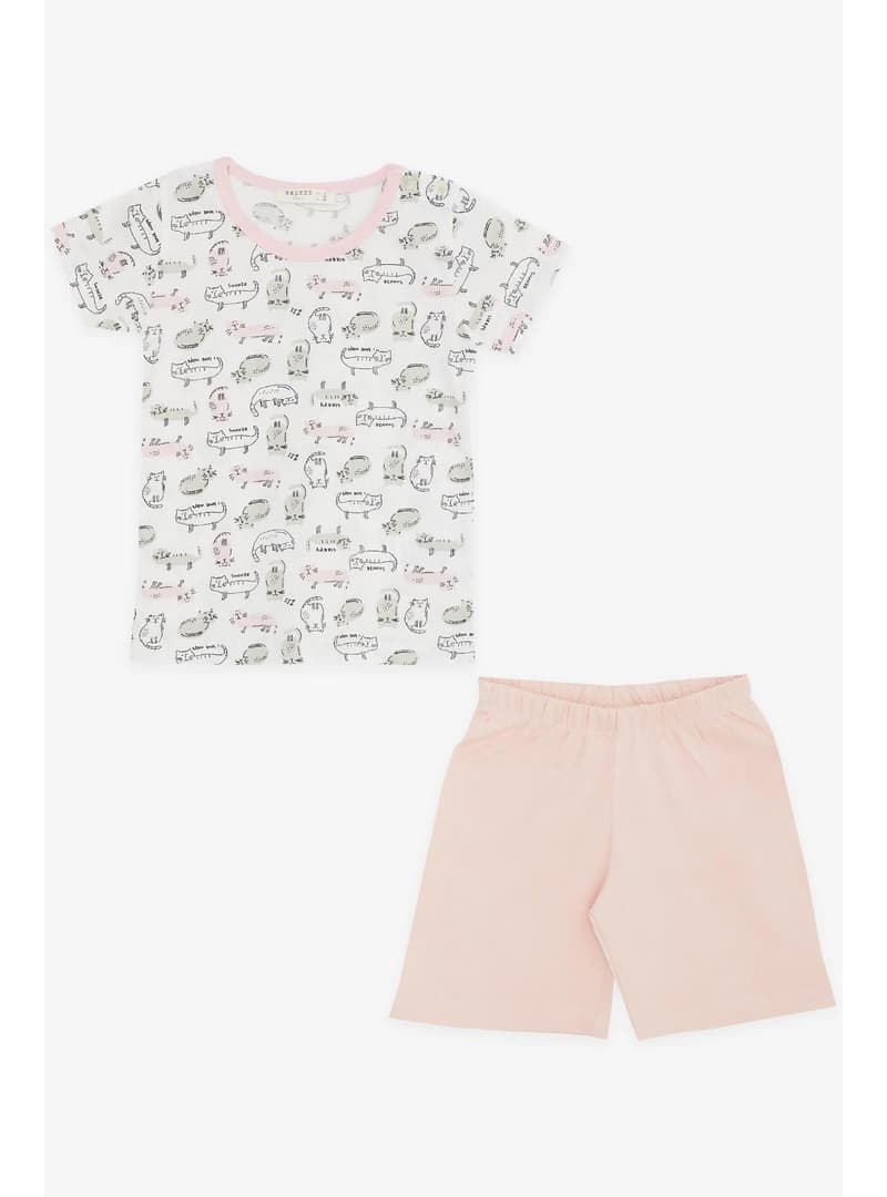 Kız Bebek Şortlu Pijama Takımı Kedicik Desenli