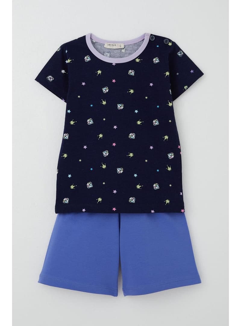 Kız Bebek Şortlu Pijama Takımı Taç Desenli