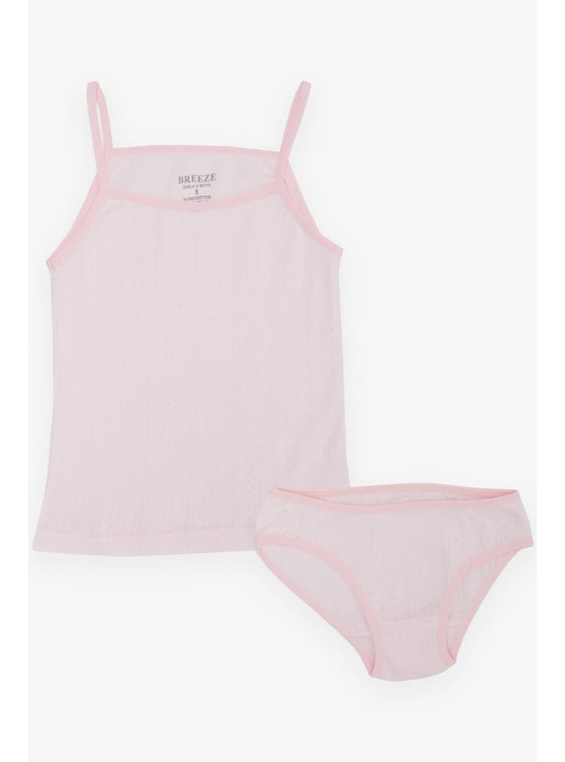 Breeze Kız Çocuk Atlet & Slip Takım Jakarlı 3-11 Yaş, Pembe