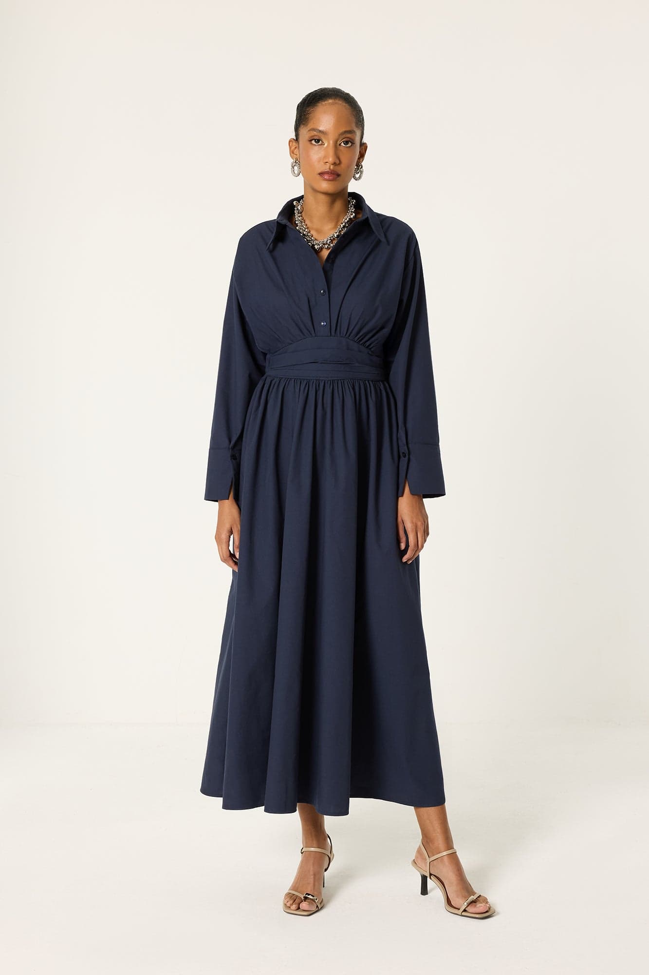 CORSET WAIST SHIRT COLLAR DRESS