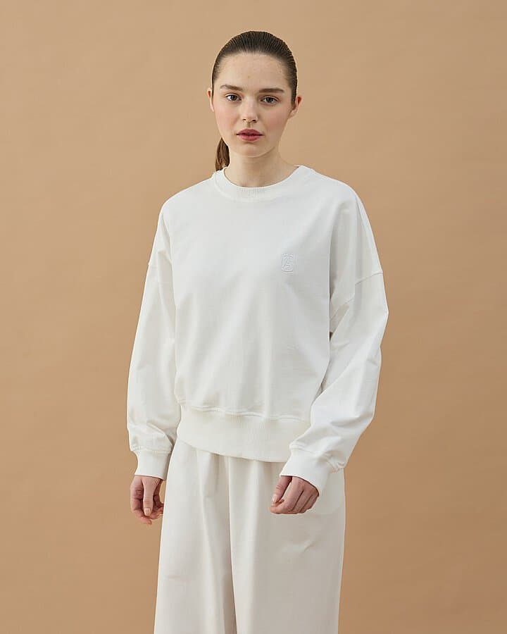 Cotton İki İplik Mini Sweat Ekru