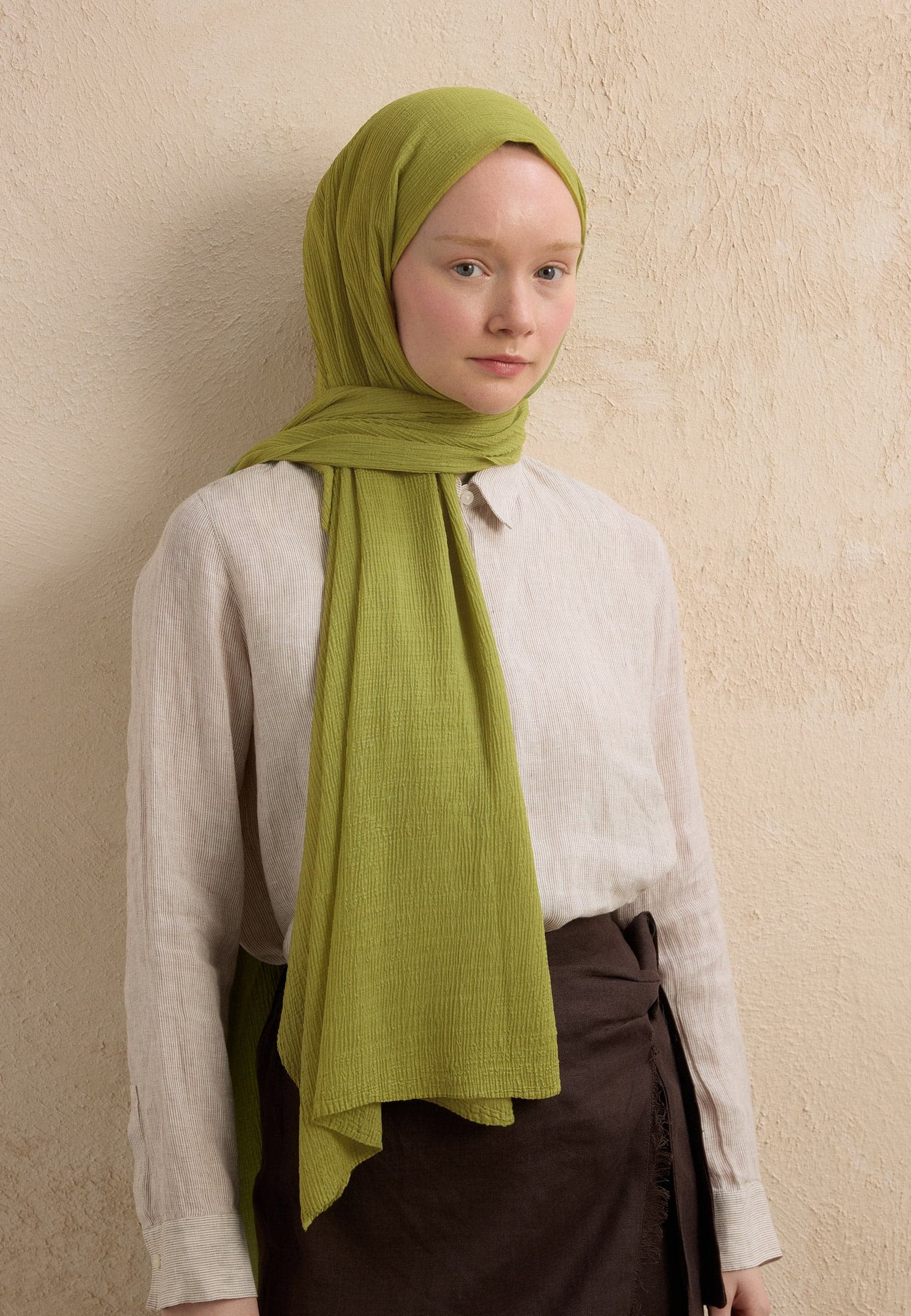 Modal Krinkıl Şal Olive