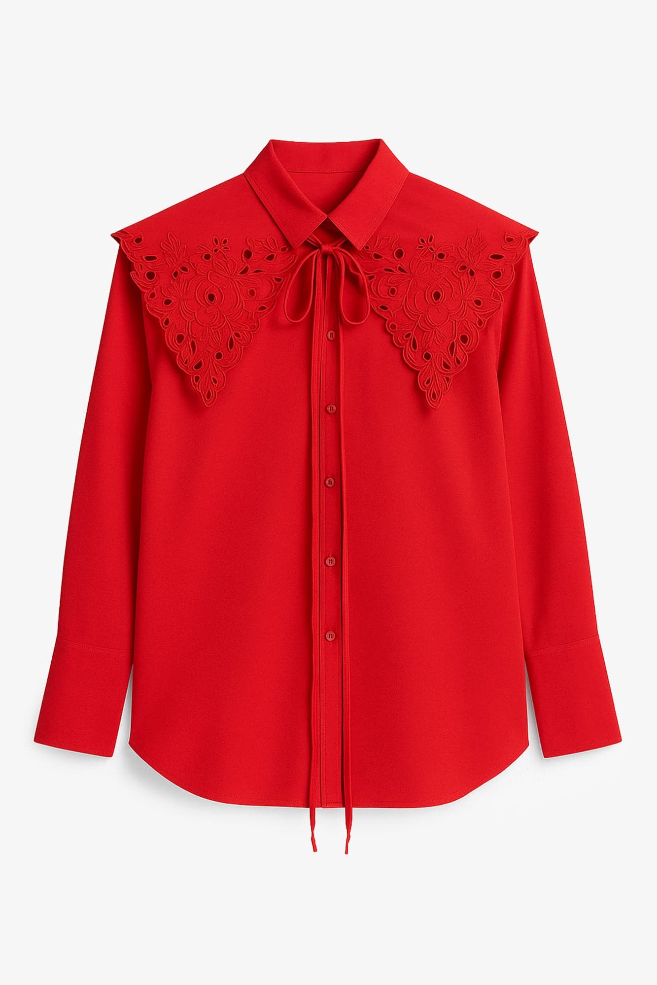 EMBROIDERY DETAILED WIDE COLLAR SHIRT
