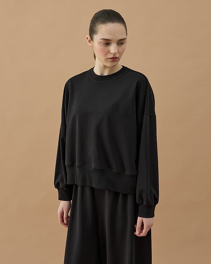 Cotton İki İplik Mini Sweat Siyah