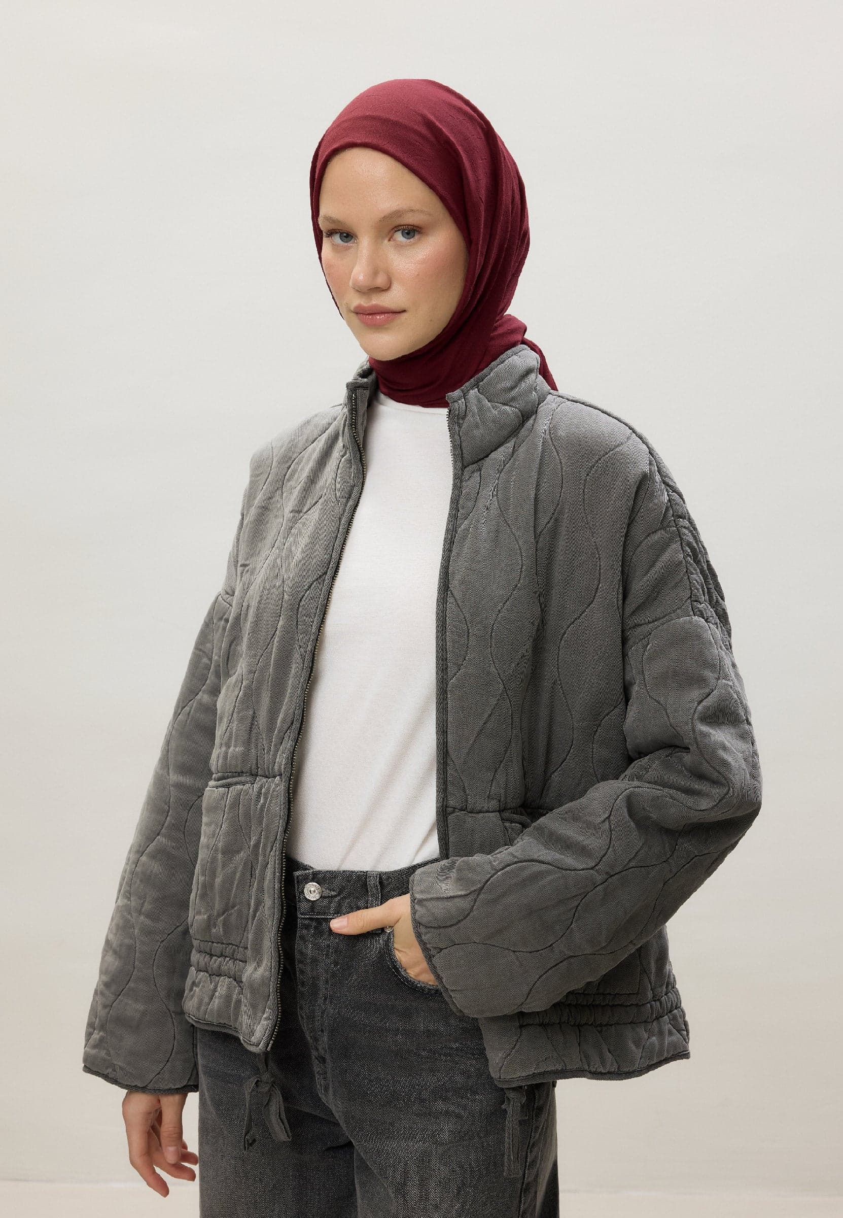 Bambu Şal Bordo