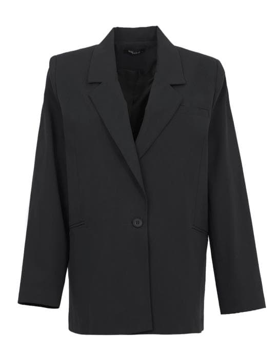 Bayan Siyah Koton Blazer Ceket