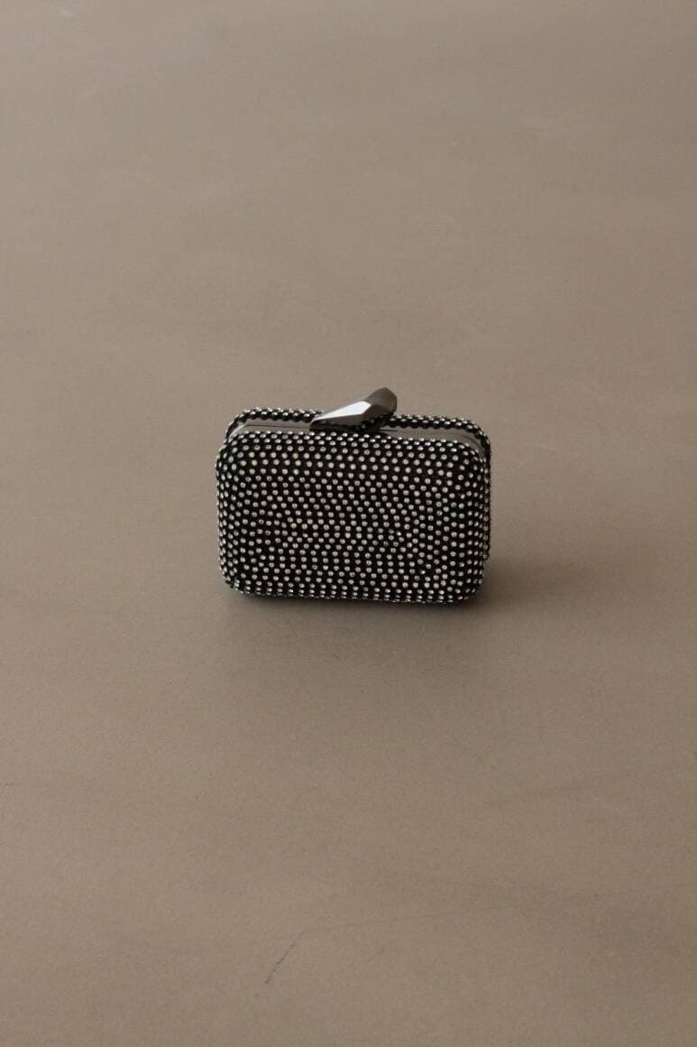 Brightness Taşlı Clutch Çanta Parlak Taşlı Siyah