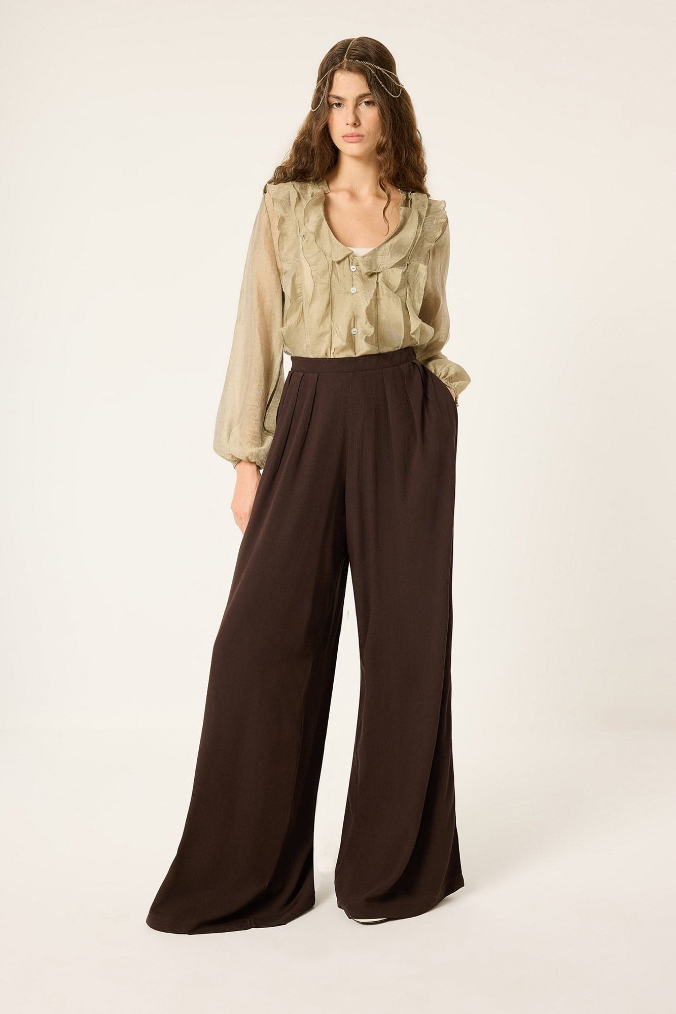 PLEATED RELAXED-FIT PANTS