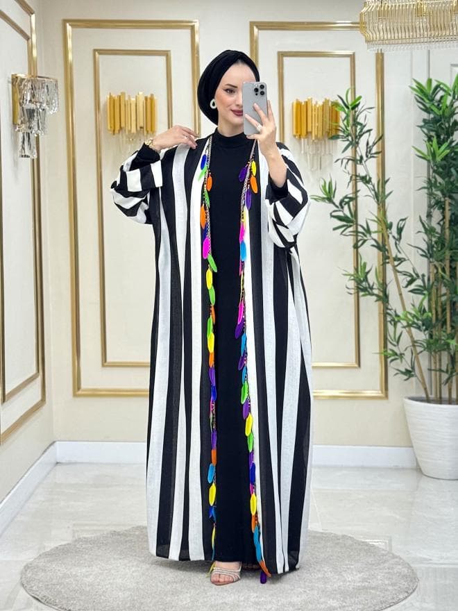 Jana Keten İpek Abaya Desenli
