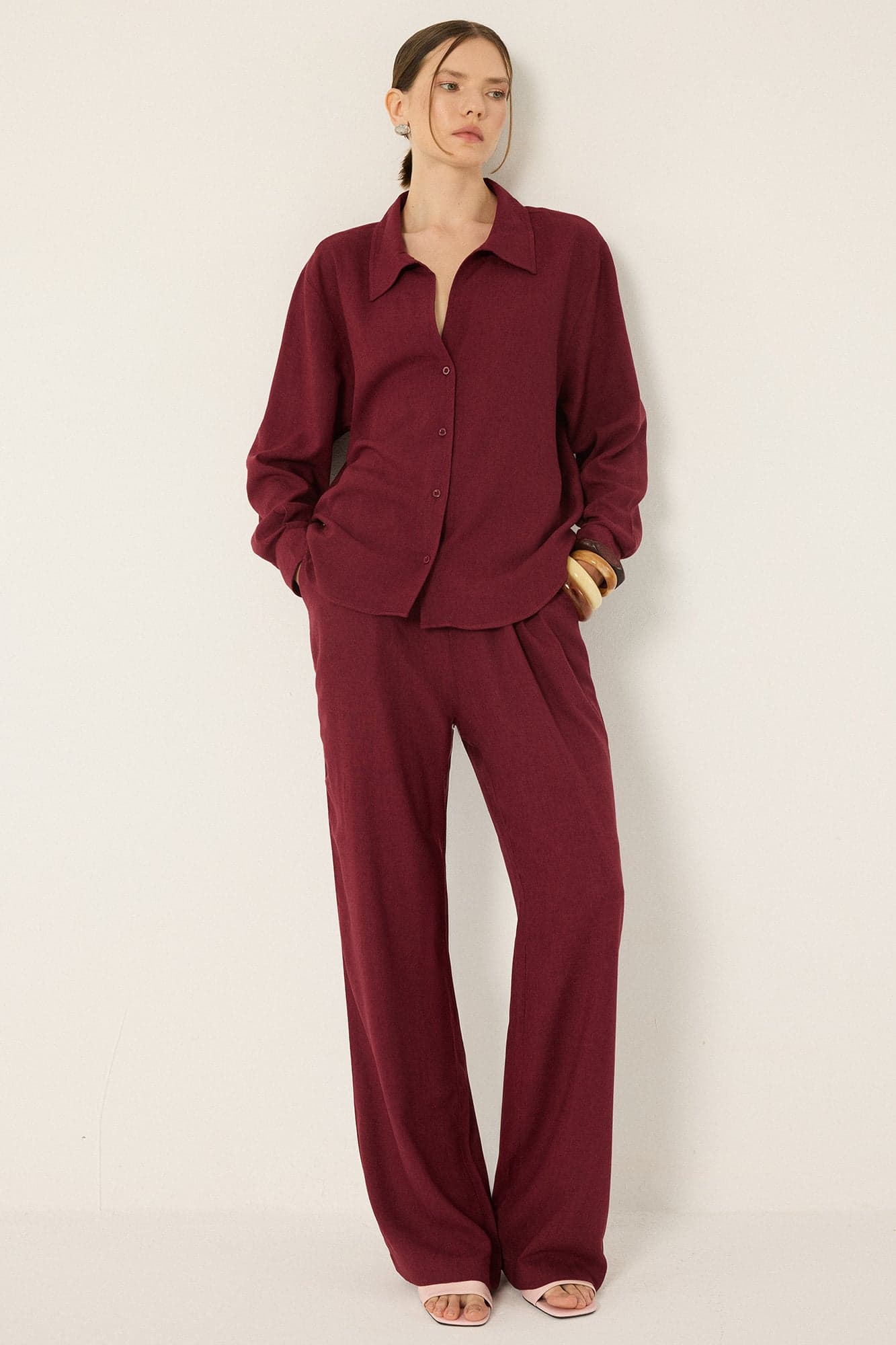 100% LINEN SHIRT AND TROUSERS SET