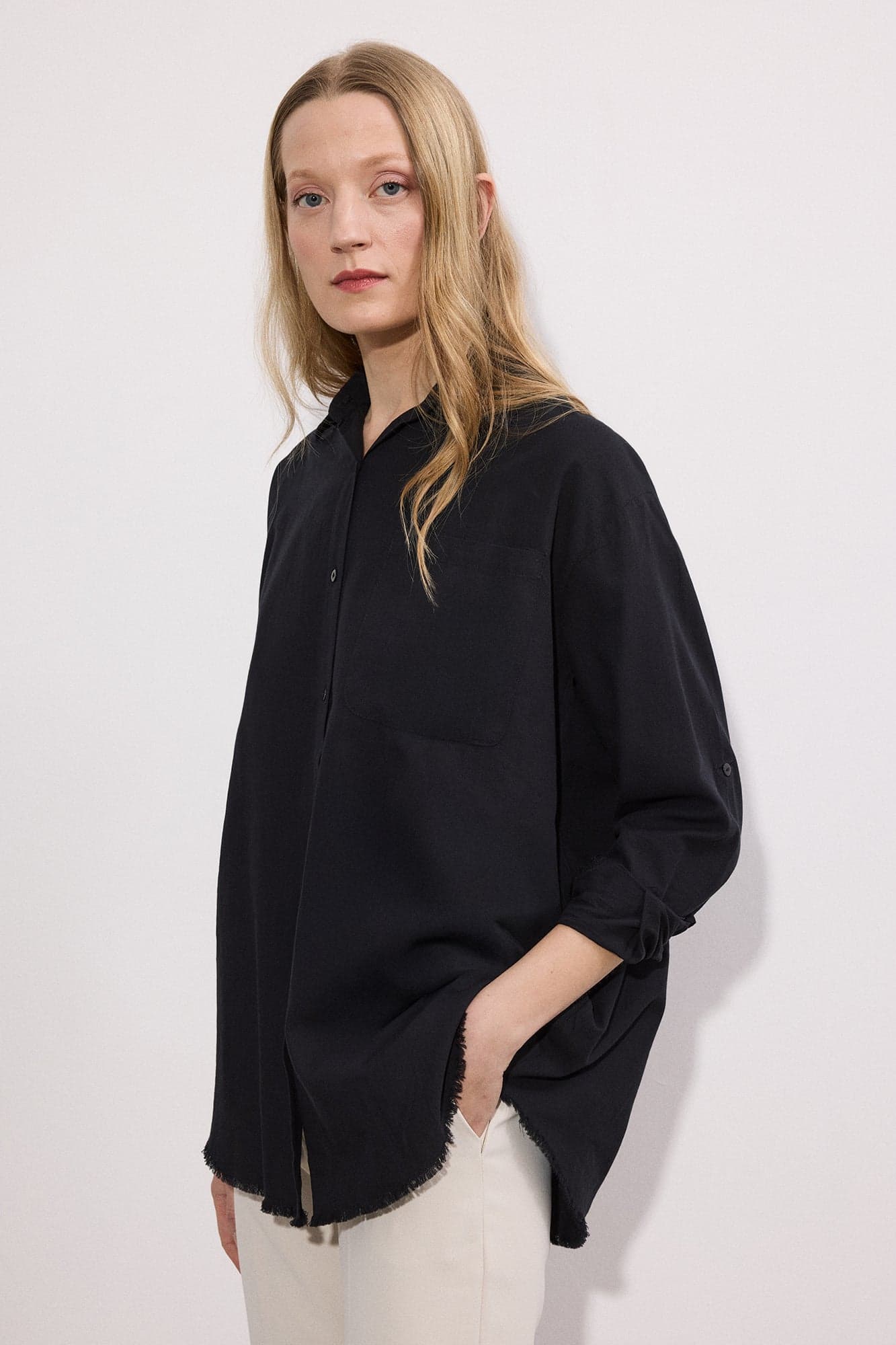 FRINGED VOILE SHIRT