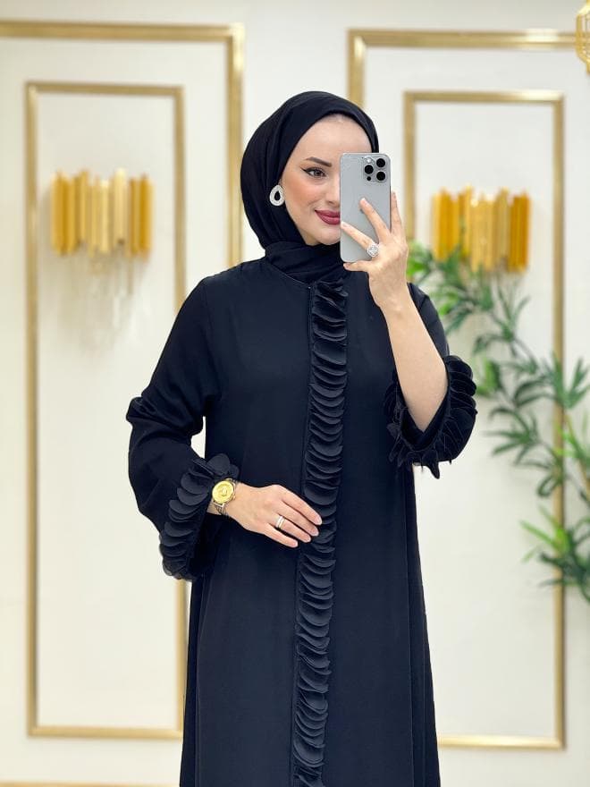Ellia Ön Ve Kol Detaylı Ferace Siyah