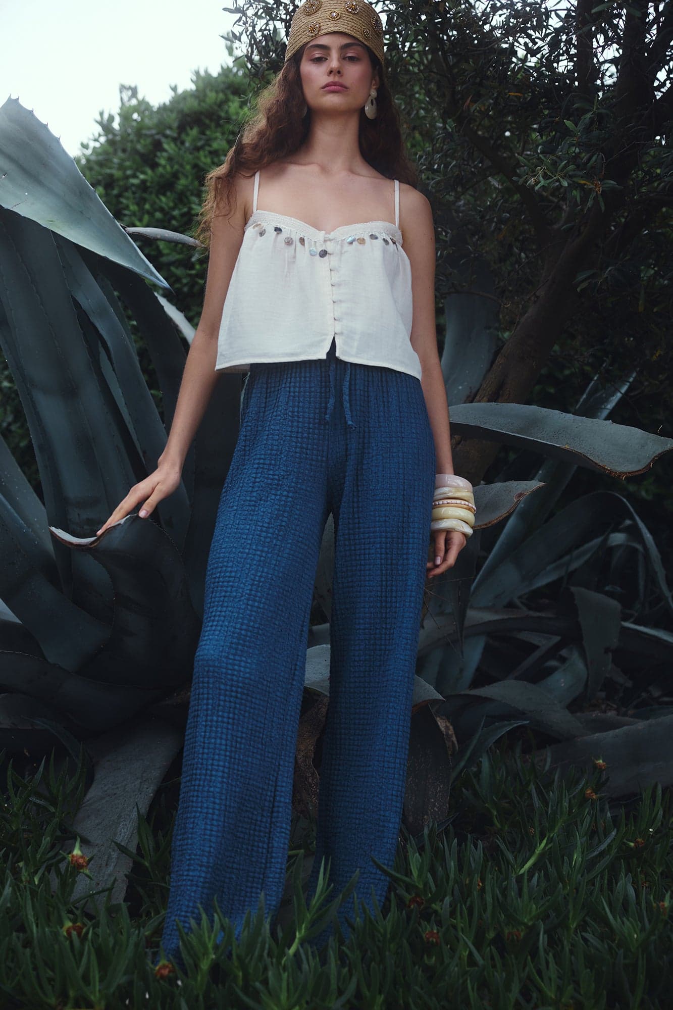 MUSLIN TEXTURED WAFFLE PANTS