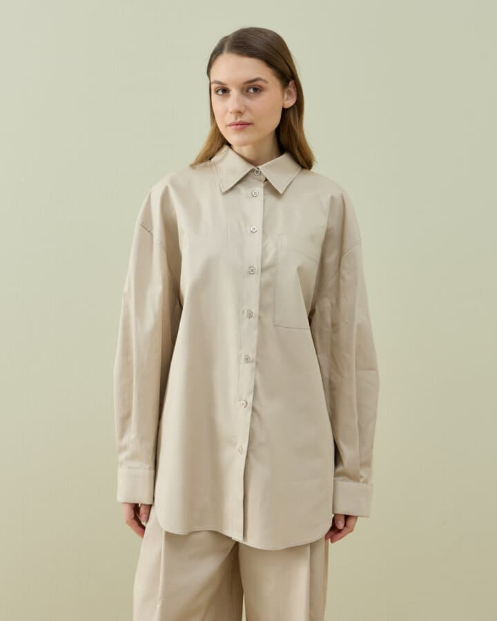 Paper Gabardin Basic Must Gömlek Bej