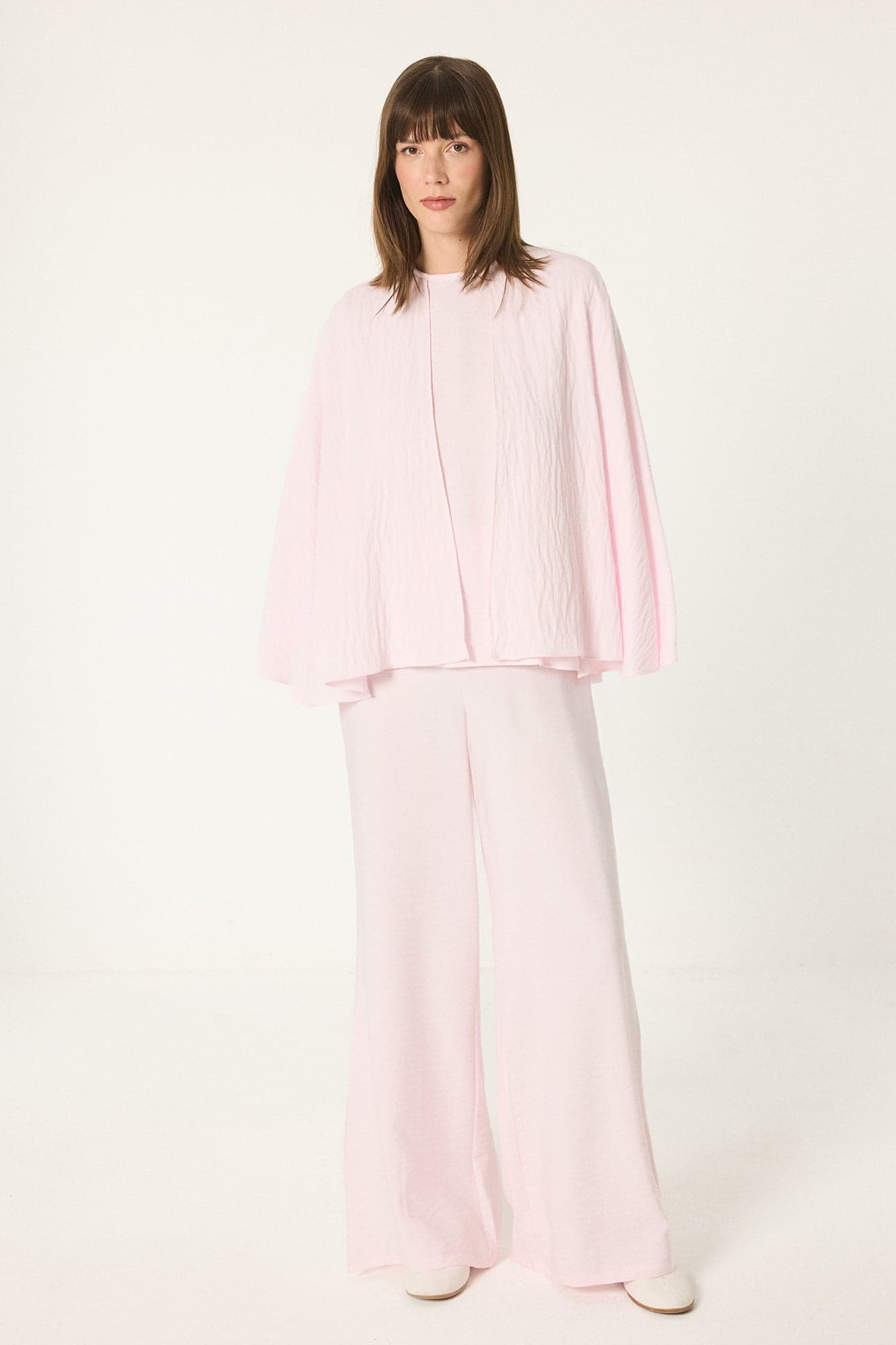 CAPE BLOUSE AND WIDE-LEG PANTS SET