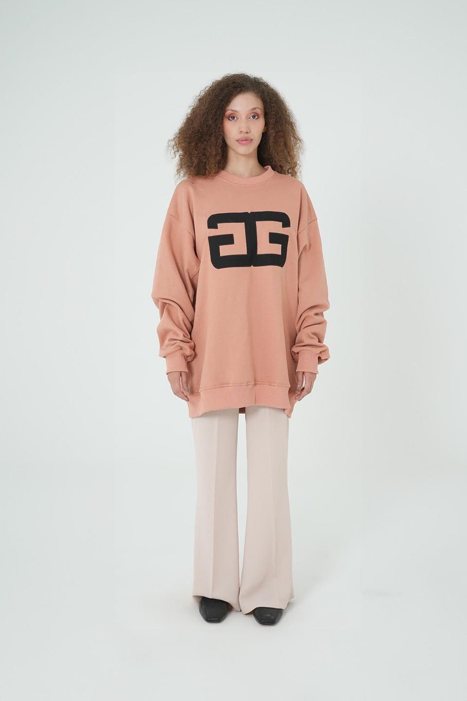 Pudra Nakışlı Garzia Sweatshirt