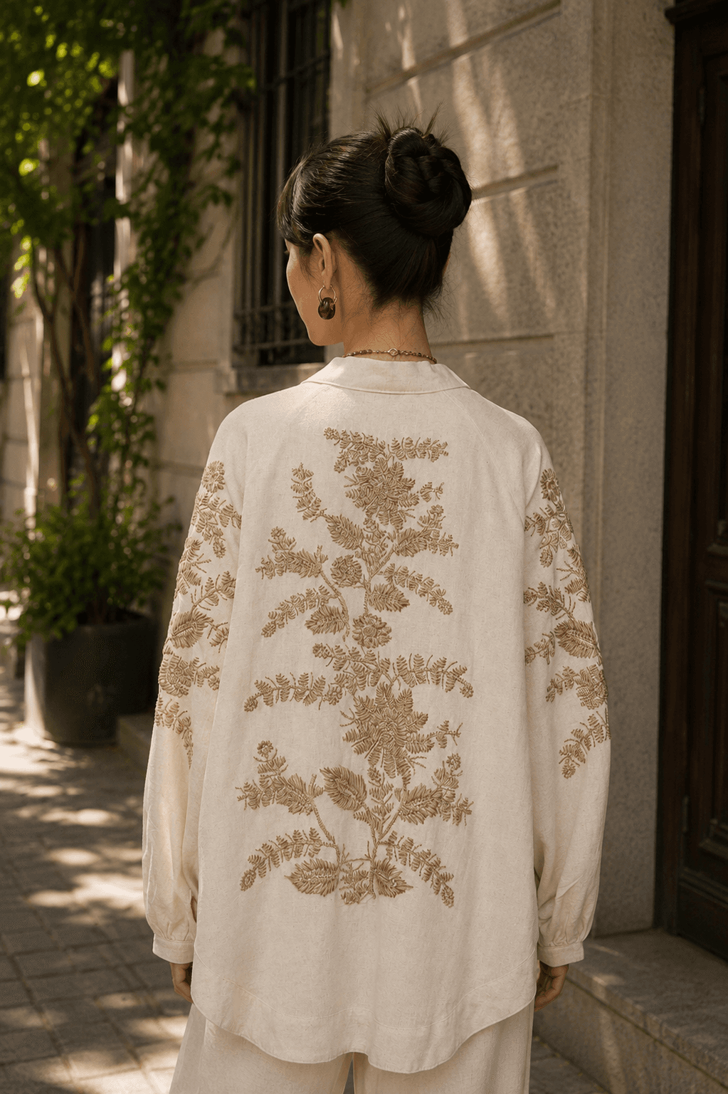 Sırt ve Kol İşlemeli Bohem Oversize Kimono-RS34011