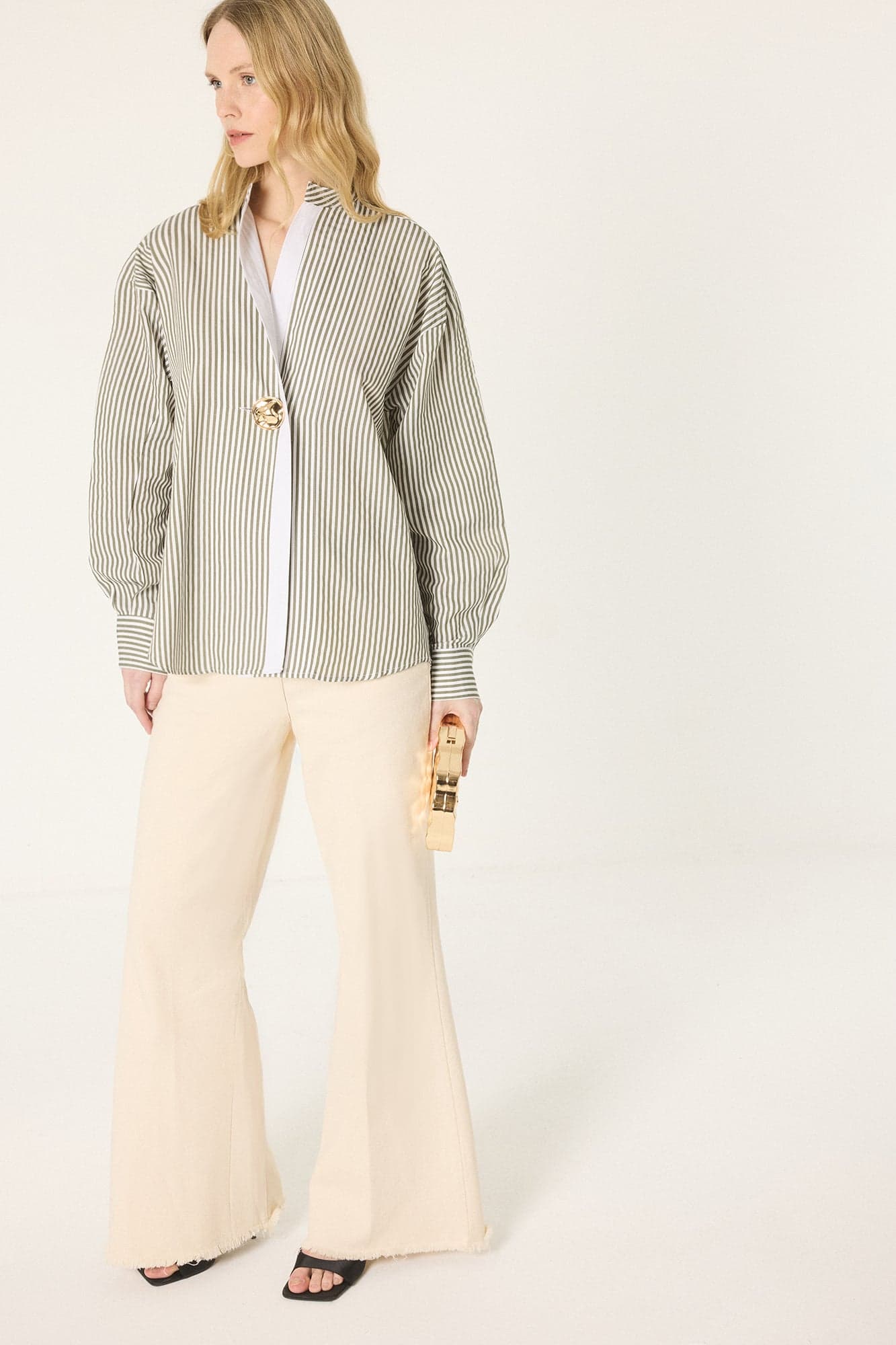 STRIPED TUNIC WITH METAL BUTTONS