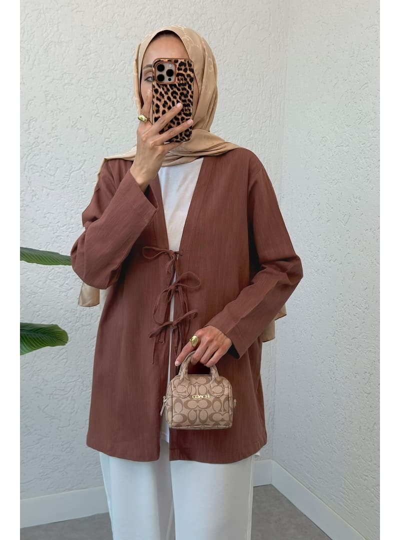 Üç Bağcıklı Kimono 2339 Kahverengi