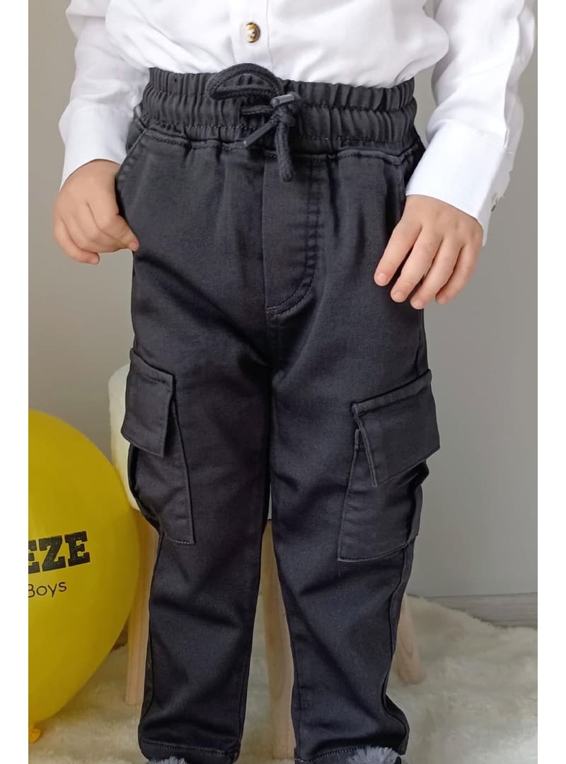 Breeze Erkek Çocuk Kargo Cepli Lastikli Pantolon Füme