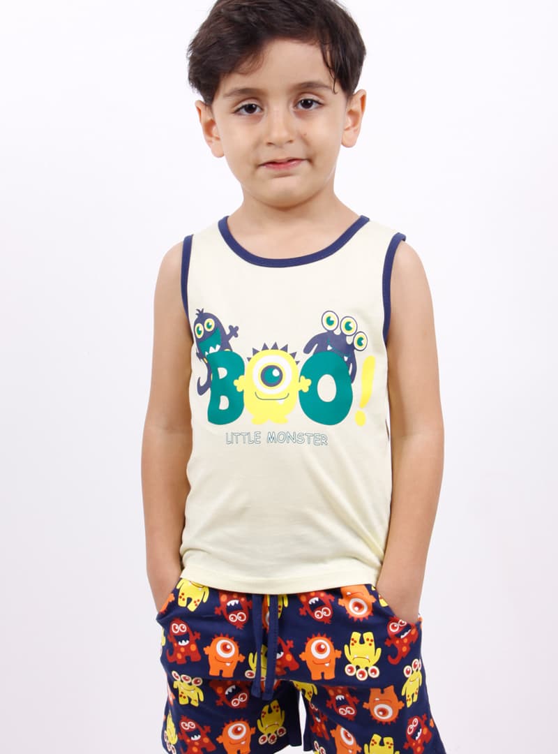 Erkek Çocuk BOO! Baskılı Şortlu Takım Sarı