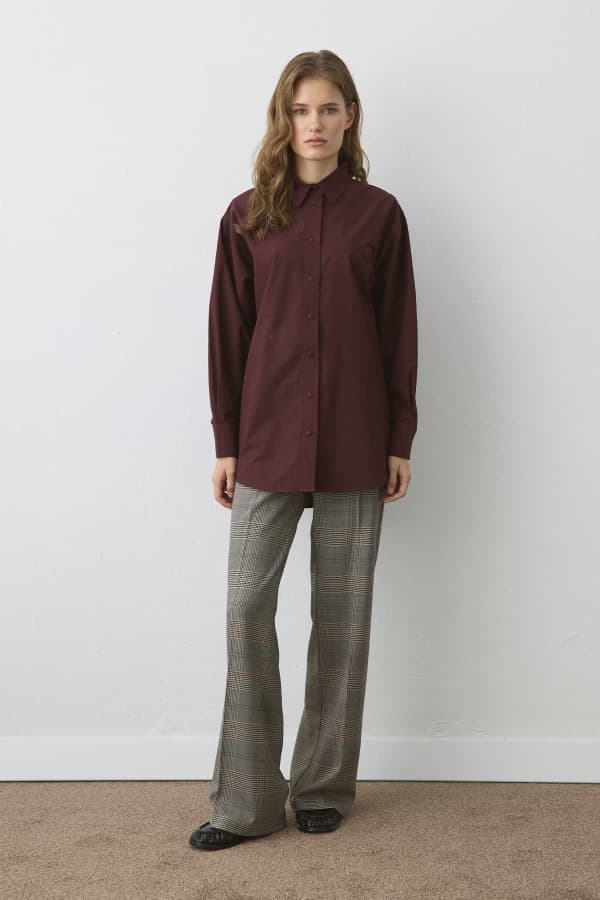 Premium Poplin Bordo Gömlek
