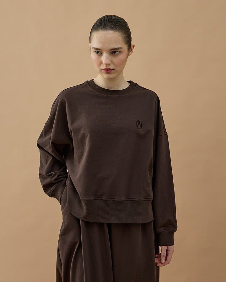 Cotton İki İplik Mini Sweat Kahve