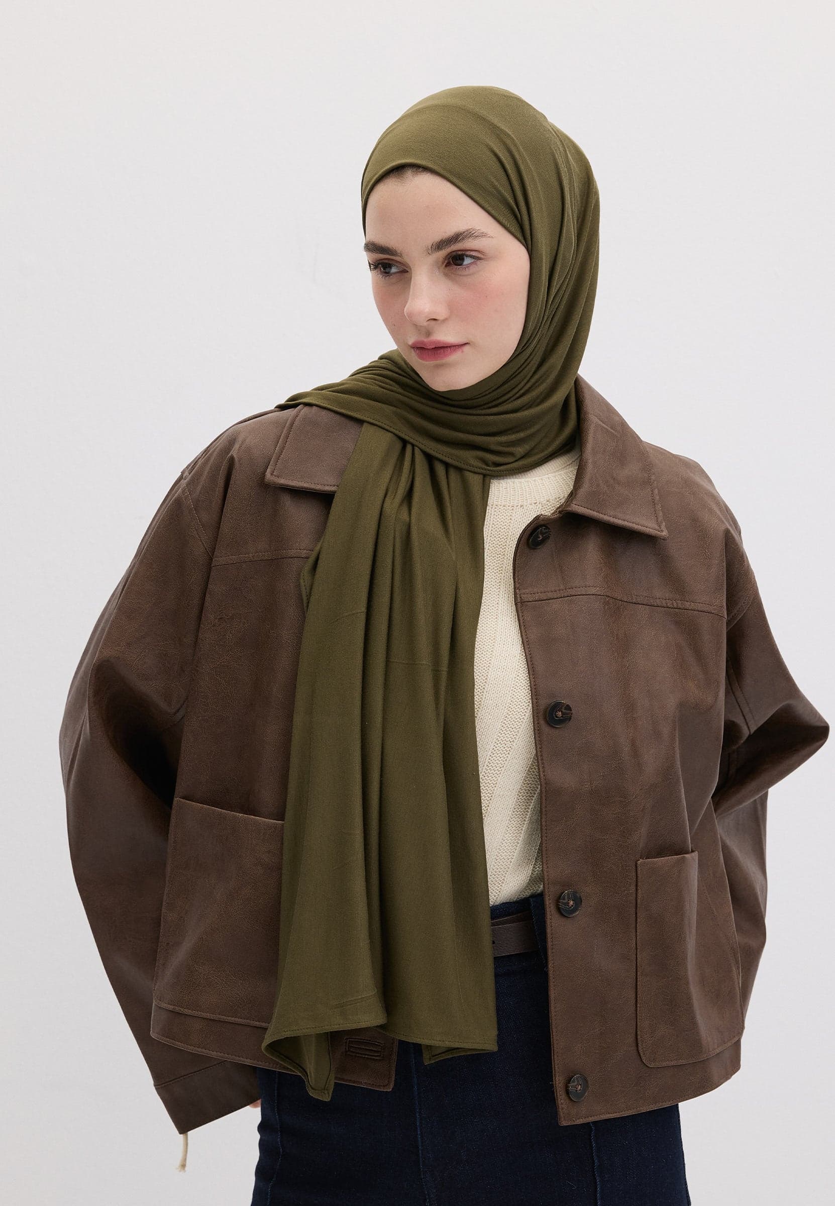 Bambu Penye Şal Askeri Haki