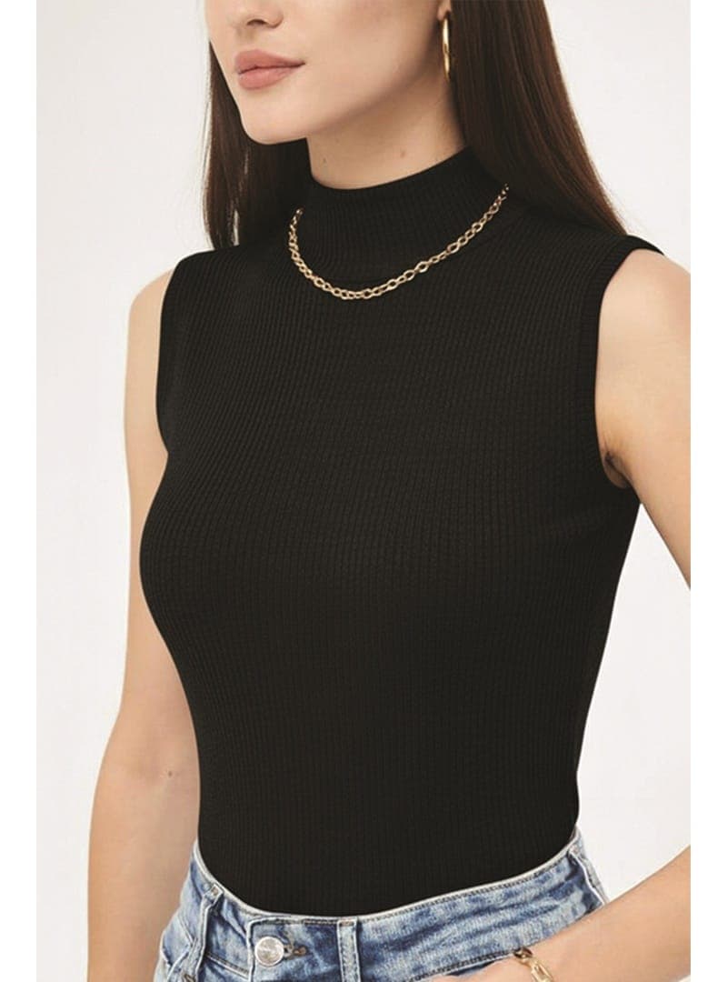 Balıkçı Yaka Triko Body Siyah