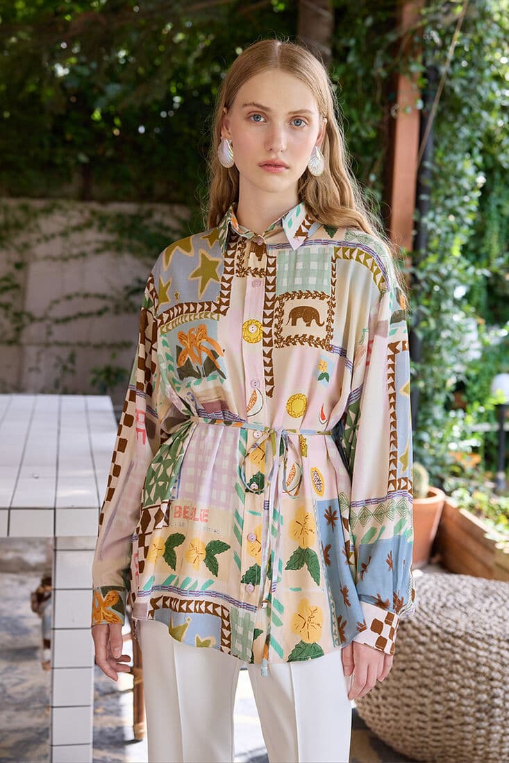 SUMMER VINTAGE DESENLİ GÖMLEK