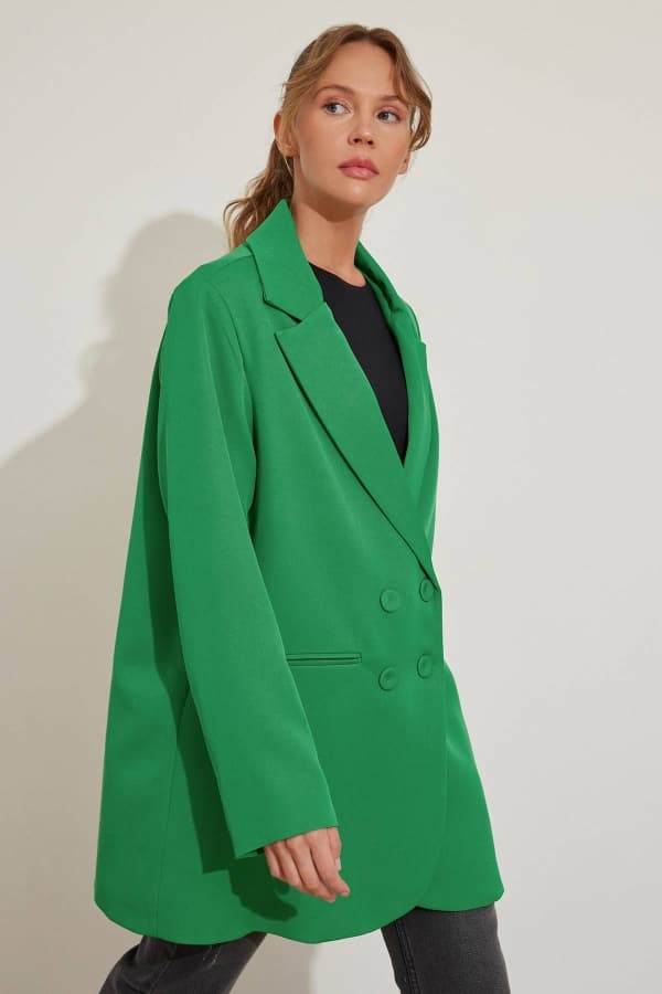 Oslo Kruvaze Benetton Yeşili Blazer Ceket