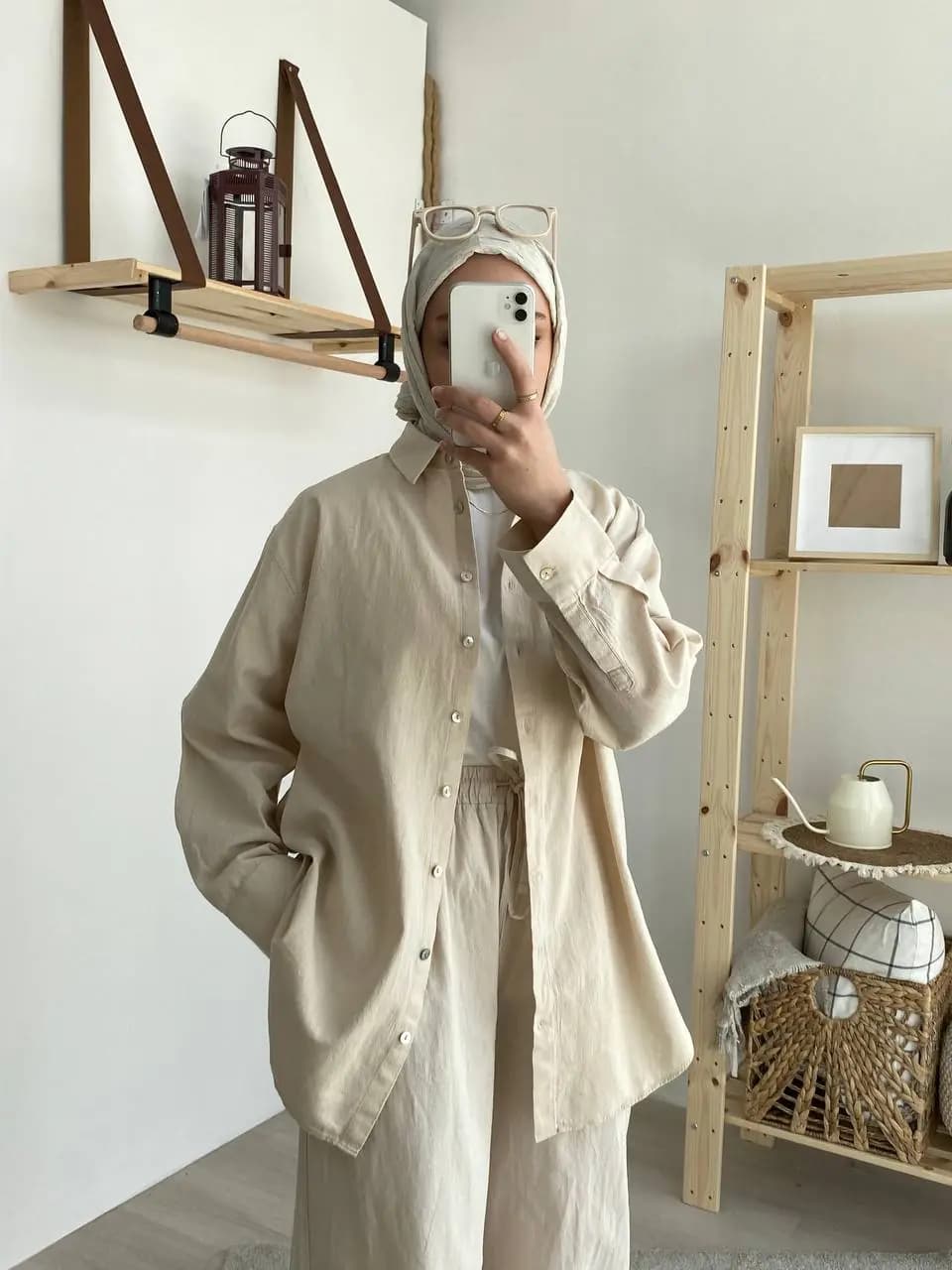 Basic Oversize Keten Gömlek