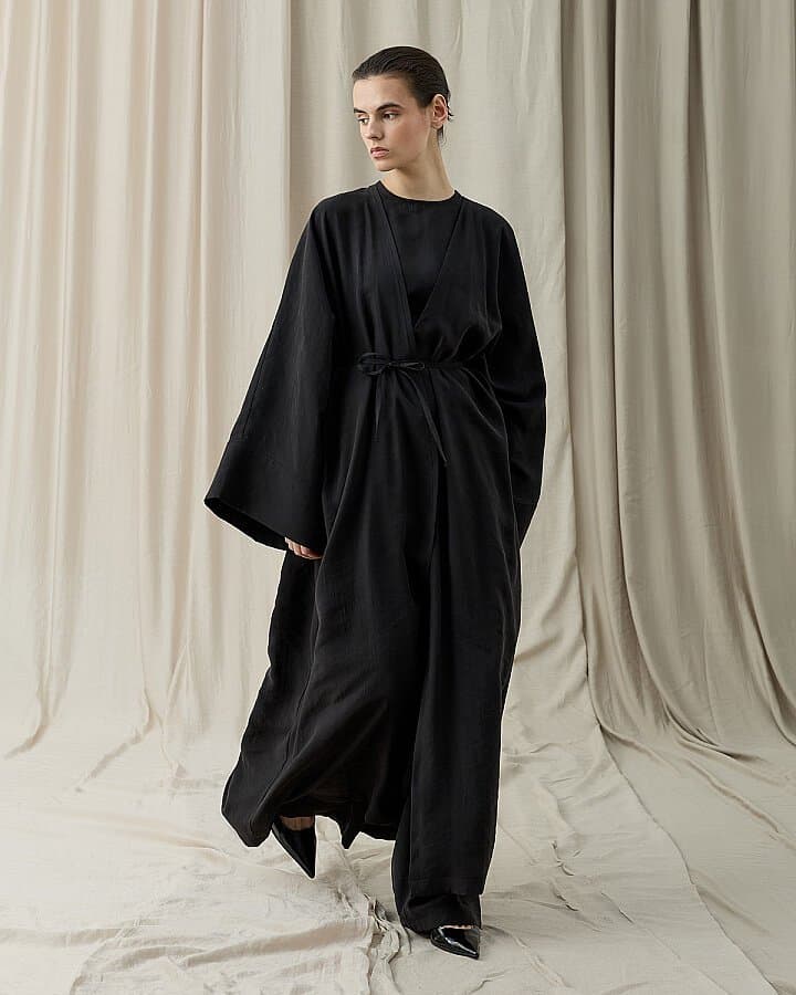 Tencel Diamond Kimono Abaya Siyah