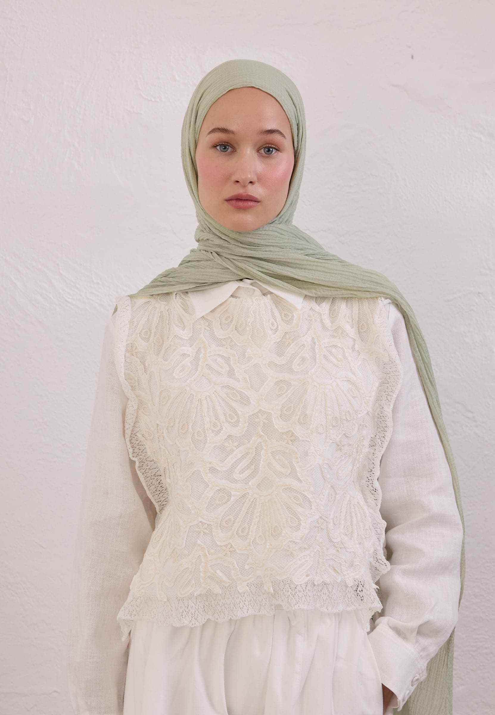 Modal Krinkıl Şal Pastel Yeşil