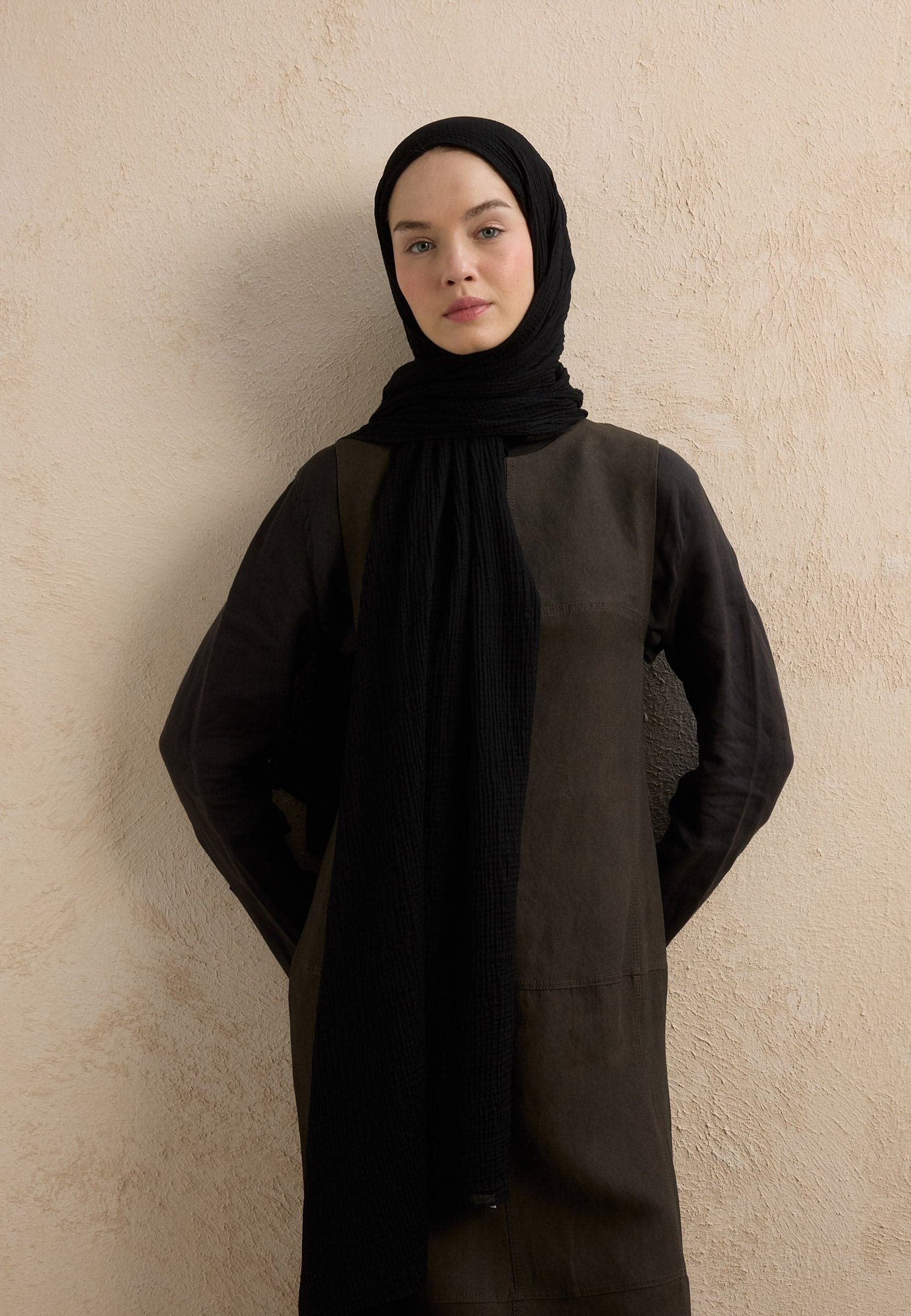 Modal Krinkıl Şal Siyah