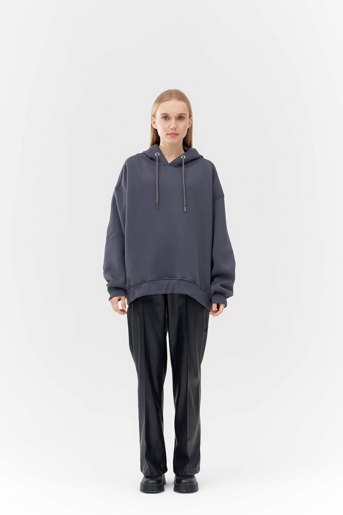DENA ÜÇ İPLİK ŞARDONLU SWEAT - ANTRASİT