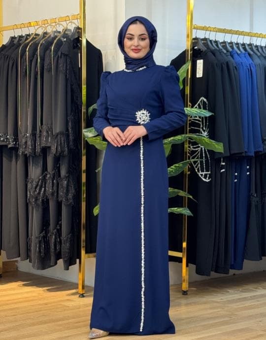 Bayan Laci 18155 Pırıltı Krep Taşlı elbise