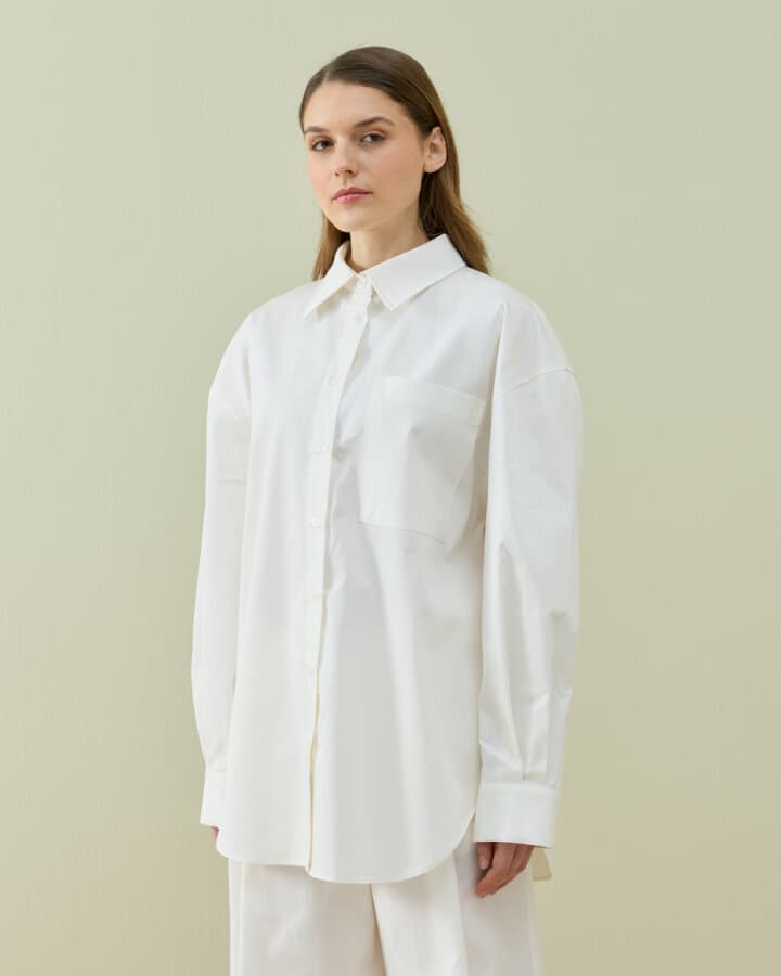 Paper Gabardin Basic Must Gömlek Ekru