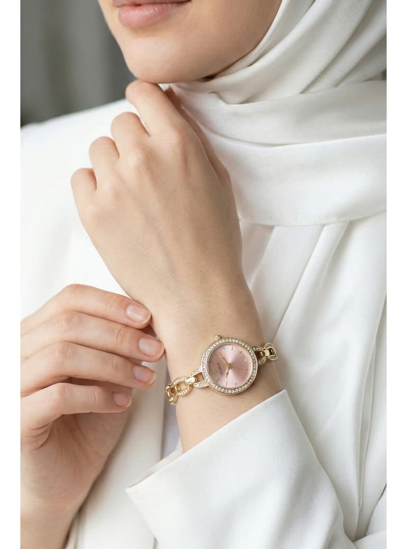 Pembe Kadran Zincirli Gold Pembe Kadın Kol Saati