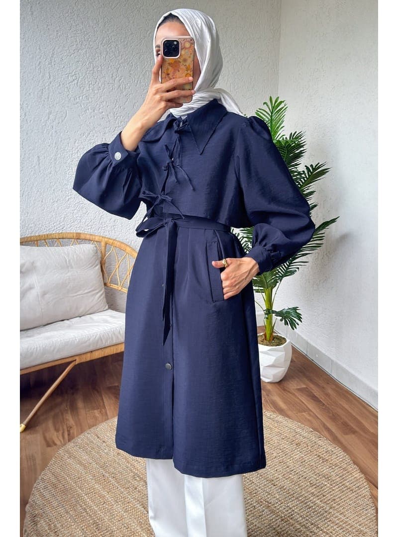 Bolero Detaylı Trençkot 110 cm Lacivert