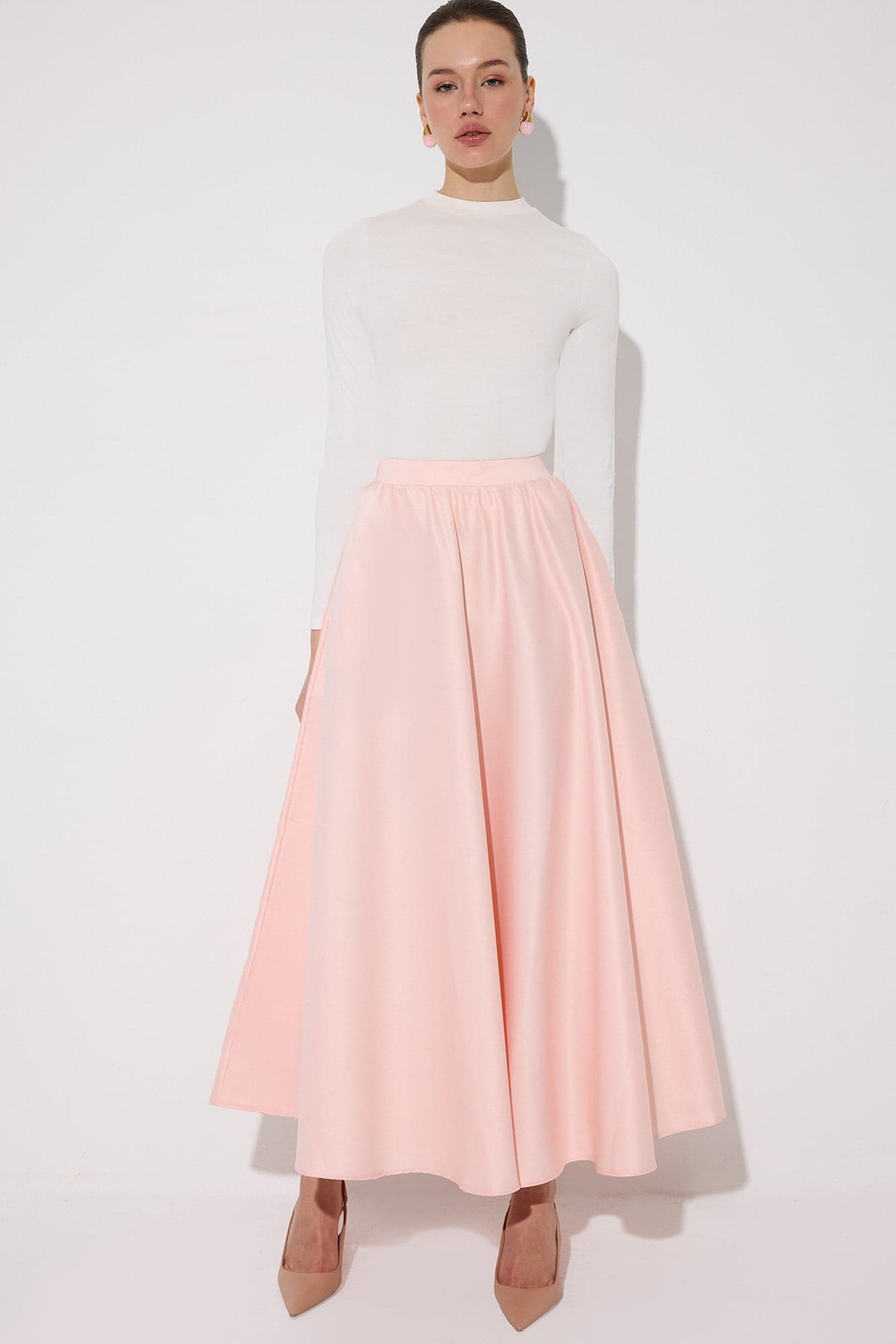 RUFFLED SATIN SKIRT