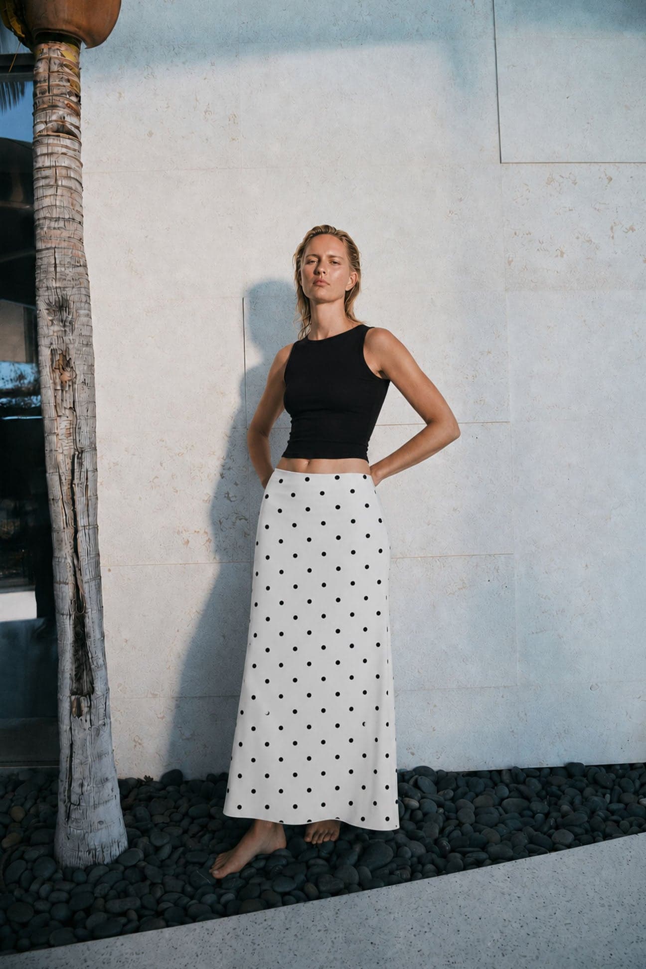 POLKA-DOT SATIN SKIRT
