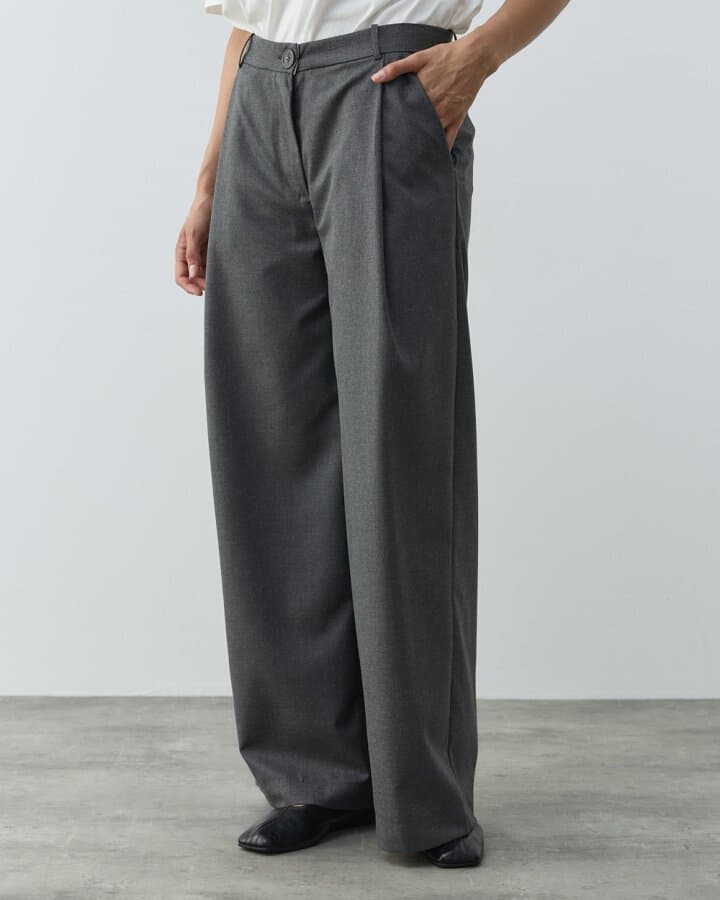 Tek Pileli Wide Leg Pantolon Antrasit