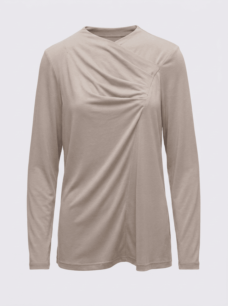Drape Detaylı Modal Tunik - Bej