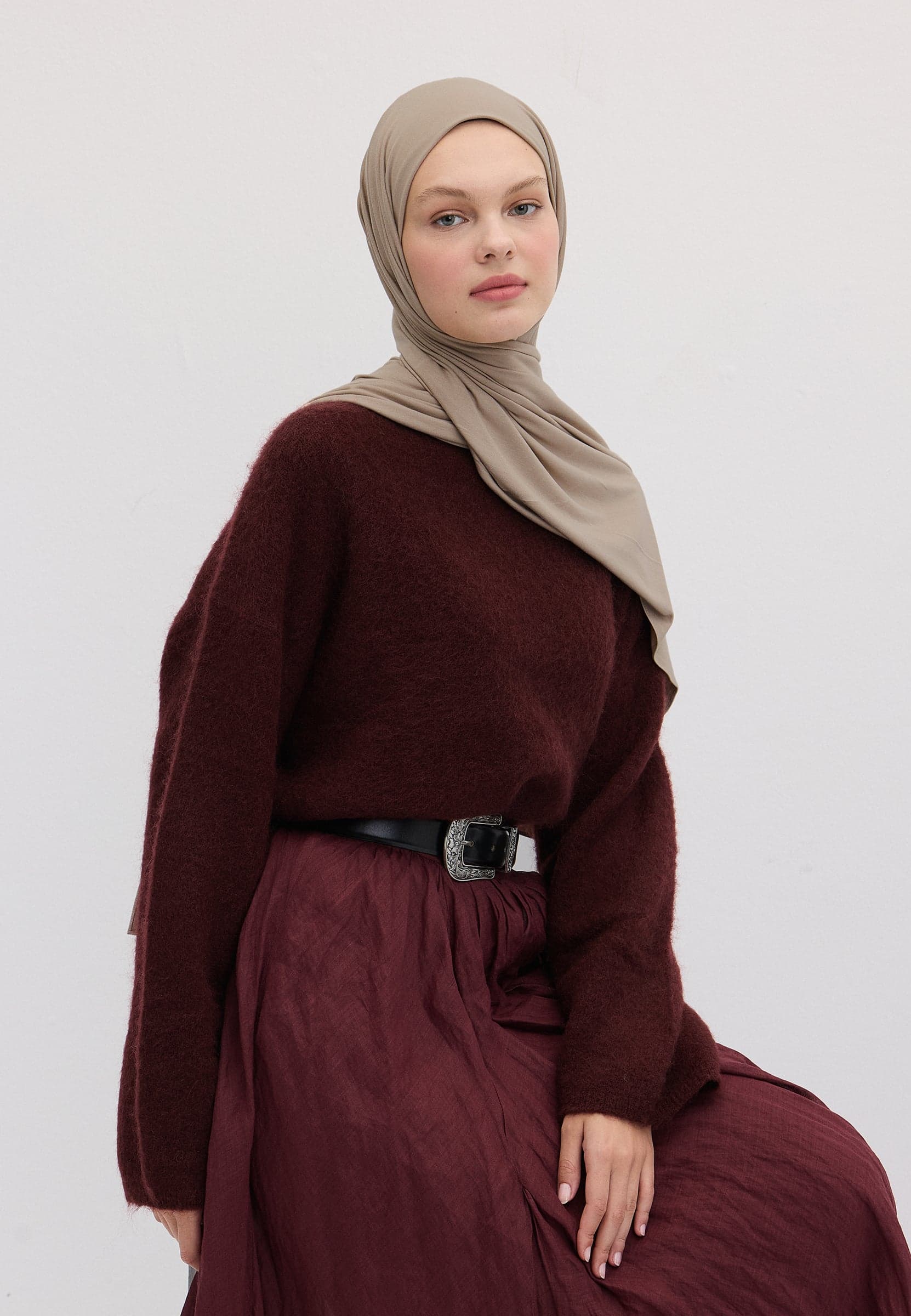 Bambu Penye Şal Vizon